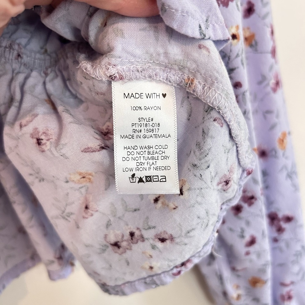 Arula Floral Purple Blouse Sz S Peasant Milkmaid Balloon Sleeve Cottagecore - Picture 5 of 10